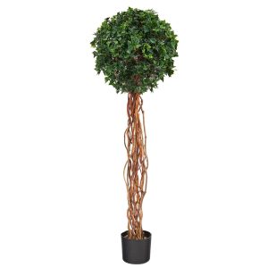 Topiary Trees | 4.5’ English Ivy Single Ball Artificial Topiary Tree with Natural Trunk UV Resistant (Indoor/Outdoor) Artificial Trees Topiary Trees