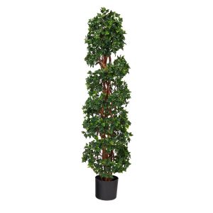 Topiary Trees | 4.5’ English Ivy Spiral Topiary Artificial Tree with Natural Trunk UV Resistant (Indoor/Outdoor) Artificial Trees Other Varieties