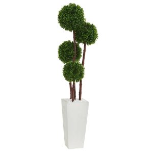 Topiary Trees | 4’ Boxwood Topiary Artificial Tree in Planter (Indoor/Outdoor) Artificial Trees Topiary Trees