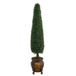 Topiary Trees | 5.5' Boxwood Topiary Artificial Tree in Decorative Planter (Indoor/Outdoor) Artificial Trees Topiary Trees