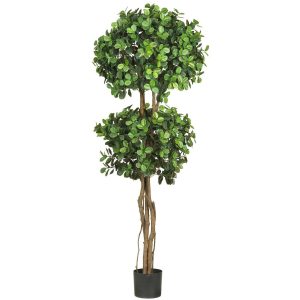 Topiary Trees | 5.5' Eucalyptus Double Ball Topiary Silk Tree Artificial Trees Topiary Trees