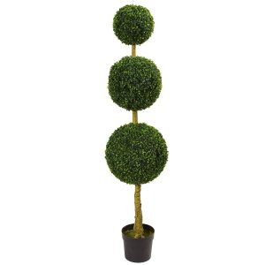 Topiary Trees | 5.5' Triple Ball Boxwood Artificial Topiary Tree UV Resistant (Indoor/Outdoor) Artificial Trees Topiary Trees