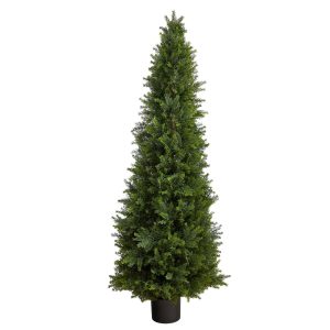 Topiary Trees | 5.5’ Cypress Cone Topiary Artificial Tree UV Resistant (Indoor/Outdoor) Artificial Trees Topiary Trees