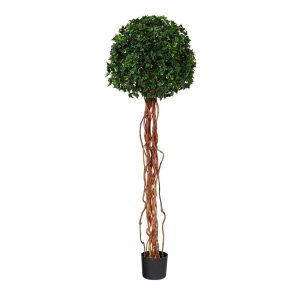 Topiary Trees | 5.5’ English Ivy Single Ball Artificial Topiary Tree with Natural Trunk UV Resistant (Indoor/Outdoor) Artificial Trees Other Varieties