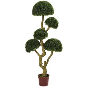 Topiary Trees | 5′ Five Head Boxwood Artificial Tree UV Resistant (Indoor/Outdoor) Artificial Trees Topiary Trees