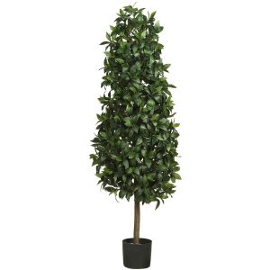 Topiary Trees | 5' Sweet Bay Pyramid Silk Tree Artificial Trees Topiary Trees