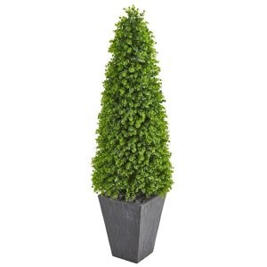 Topiary Trees | 57" Eucalyptus Topiary Artificial Tree in Slate Planter (Indoor/Outdoor) Artificial Trees Topiary Trees