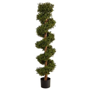 Topiary Trees | 5’ Boxwood Spiral Topiary Artificial Tree (Indoor/Outdoor) Artificial Trees Topiary Trees