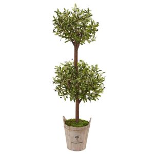 Topiary Trees | 5’ Olive Tree in Farmhouse Planter Artificial Trees Olive Tree Collection