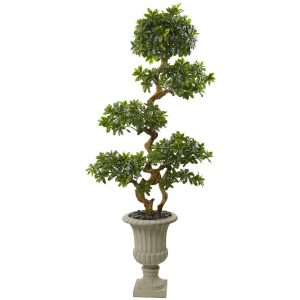 Topiary Trees | 6' Pittosporum Artificial Tree in Urn UV Resistant (Indoor/Outdoor) Artificial Trees Topiary Trees