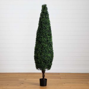 Topiary Trees | 6' UV Resistant Artificial Boxwood TopiaryCone Tree (Indoor/Outdoor) Artificial Trees Topiary Trees