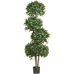 Topiary Trees | 69" Sweet Bay Topiary w/4 Balls Silk Tree" Artificial Trees Topiary Trees