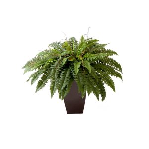 Trees with Planters | 23" Artificial Boston Fern Plant with Tapered Bronze Square Metal Planter DIY KIT Artificial Plants Ferns