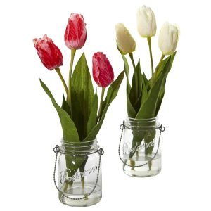 Tulips | Tulip Artificial Arrangement in Jar (set of 2) Artificial Flowers Tulips