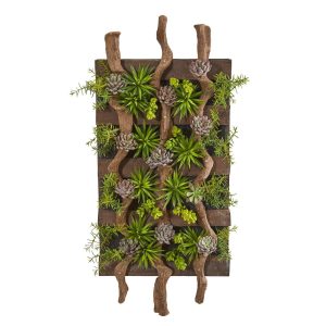 Wall Mats | 41" x 19" Mixed Succulent Artificial Living Wall Artificial Plants Succulents