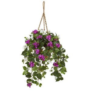 Bougainvilleas | 30" Mixed Bougainvillea Artificial Plant Hanging Basket Artificial Flowers Bougainvilleas