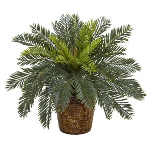 Desk Plants | 15" Cycas Artificial Plant in Basket Artificial Plants Desk Plants