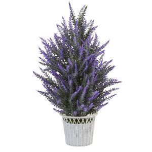 Desk Plants | Lavender in White Planter Artificial Plant Artificial Plants Desk Plants