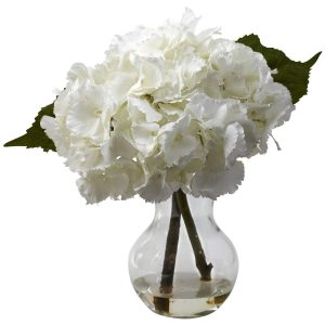 Hydrangeas | Blooming Hydrangea Vase Arrangement Artificial Flowers Hydrangeas