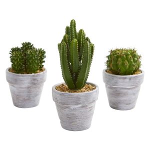 Cactus | 8" Cactus Artificial Plant (Set of 3) Artificial Plants Cactus