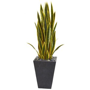 Floor Plants | 3.5' Sansevieria Artificial Plant in Slate Planter Artificial Plants Floor Plants