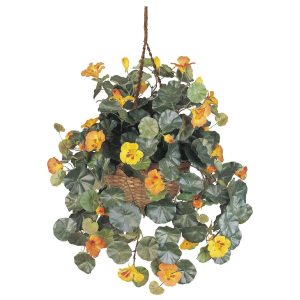 Flowering Plants | Nasturtium Silk Hanging Basket Artificial Plants Flowering Plants