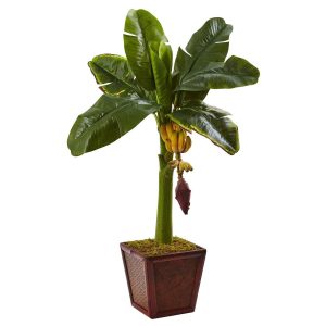 Banana Trees | Banana Tree in Wooden Planter Artificial Trees Banana Trees