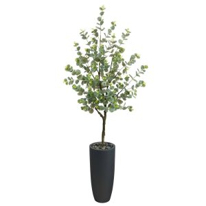 Other Varieties | 5' Eucalyptus Artificial Tree in Gray Planter Artificial Trees Other Varieties