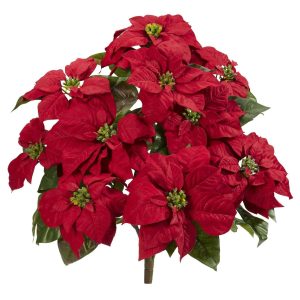 Poinsettias | 24" Poinsettia Artificial Plant (Set of 2) Artificial Flowers Bushes