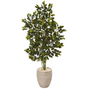 Ficus Trees | 53" Ficus Artificial Tree in Sand Colored Planter Artificial Trees Ficus Trees