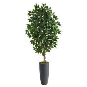 Ficus Trees | 5’ Ficus Artificial Tree in Gray Planter Artificial Trees Ficus Trees