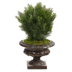 Topiary Trees | 30" Cedar Artificial Tree in Iron Colored Urn (Indoor/Outdoor) Artificial Trees Topiary Trees