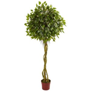 Topiary Trees | 6' Ficus Artificial Topiary Tree UV Resistant (Indoor/Outdoor) Artificial Trees Ficus Trees