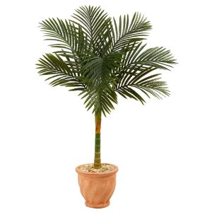 Artificial Palm Trees | 4.5' Golden Cane Artificial Palm Tree in Terra-Cotta Planter Artificial Palm Trees Artificial Palm Trees