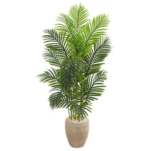 Artificial Palm Trees | 5' Paradise Palm Artificial Tree in Sand Colored Planter Artificial Palm Trees Artificial Palm Trees